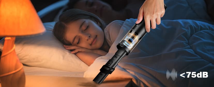 Upbooz Handheld Vacuum Cordless, Car Vacuum with 14000PA Powerful Suction with LED Light, Air Duster 2-in-1,Low Noise Rechargeable Portable Mini Vacuum Cleaner for Car Home Pet Office,Two Gears Black