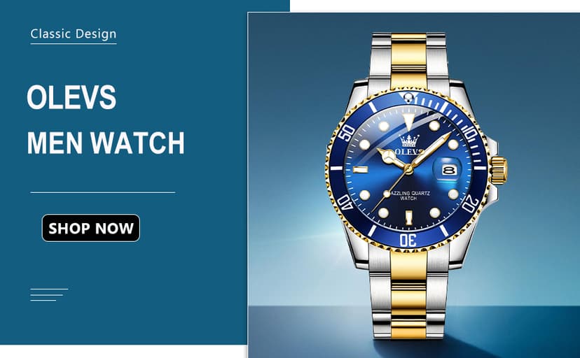 OLEVS Men's Stainless Steel Watch, Big Face Easy to Read Analog Quartz Dress Watches, Classic Rotating Bezel Waterproof Luminous Hands Date Mens Wristwatch