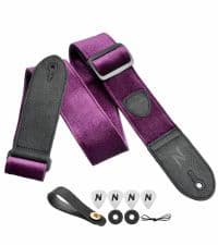 Nefelibata Guitar Strap,Double Full-Grain Leather Ends,Vintage Velvet Strap/FREE BONUS-4 Picks+Strap Locks+Strap Button,Gift For Bass,Electric&Acoustic Guitars(Vintage Coffee Brown)