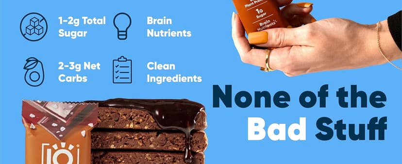 IQBAR Brain and Body Plant Protein Bars - 7 Bar Sampler Variety Pack - Keto, Vegan, Low Carb, High Fiber, Gluten Free, Dairy Free, Low Sugar Snack with Nutrients for Focus, Energy and Meal Replacement