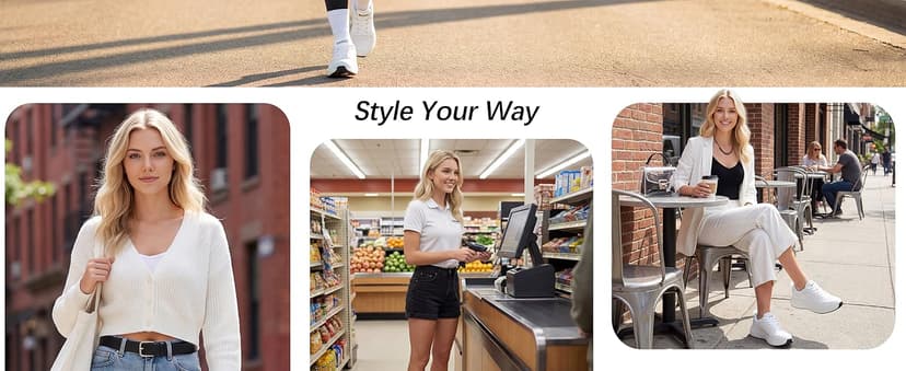 OKVOOT Women's Running Shoes Walking Shoes Wide Width Leather: Comfortable Shock Absorbing Breathable Lightweight Non-Slip Athletic Fashion Sneakers for Tennis Gym Workout Training Casual