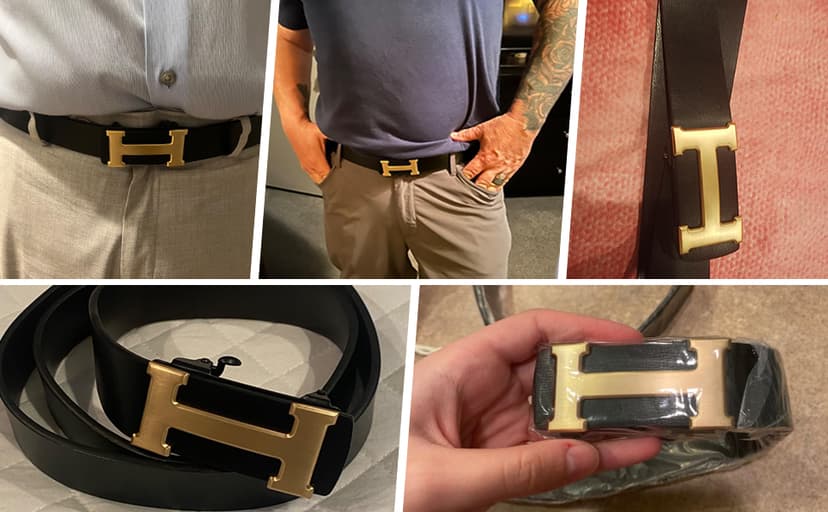 Aurolran Men&Womens Leather Dress Belt Business Automatic Buckle Belt Color-Black Silver Gold