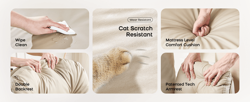 amseatec Criss Cross Chair with Armrests & Wheels for Cross-Legged Sitting, Comfortable Adjustable Swivel Office Desk Chair –PU Leather Vanity Chair for Home, Makeup and Bedroom (Cream)