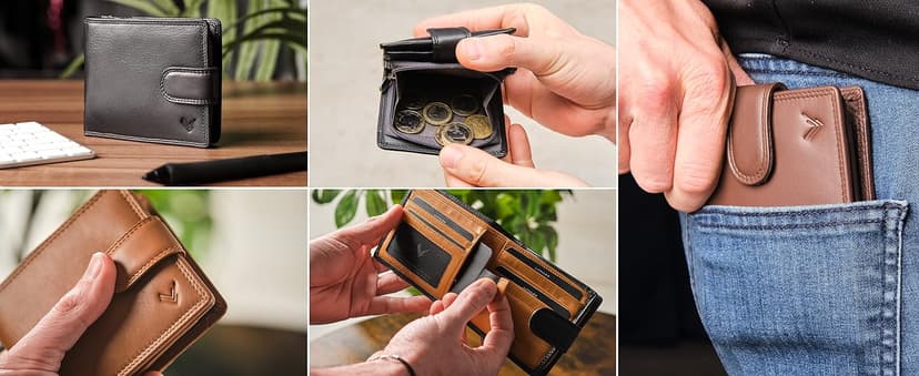 Lavalen Soft Leather Wallet for Men – Genuine Bifold with Zipper Coin Pocket – Holds Bills, Credit Cards, Coins – RFID Blocking Protection – Stylish, Durable & Practical Leather Wallet for Men
