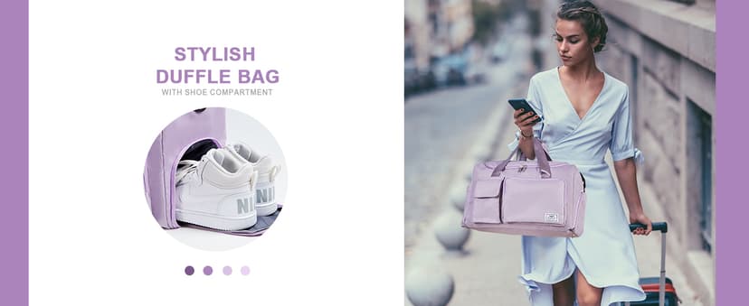 FIORETTO Women's Gym Duffle Bag with Shoes Compartment, 37L Capacity, Ideal for Travel, Gym, Sports, Duffel, Weekender