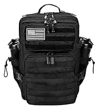LHI Military Tactical Backpack for Men and Women 45L Army 3 Days Assault Pack Bag Large Rucksack with Molle System - Black