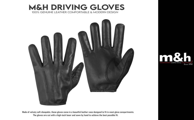 M&H Since 1978 Driving Gloves for Men - Mens Leather Car Gloves