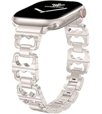 Wearlizer Leather Band Compatible with Apple Watch Bands Women 42/46/38/40/41/44/45/49mm, Dressy Fancy Designer Pretty Heart Charms Studded Strap for iWatch Series 11 10 9 8 7 6 5 4 SE/Ultra 3 2 1