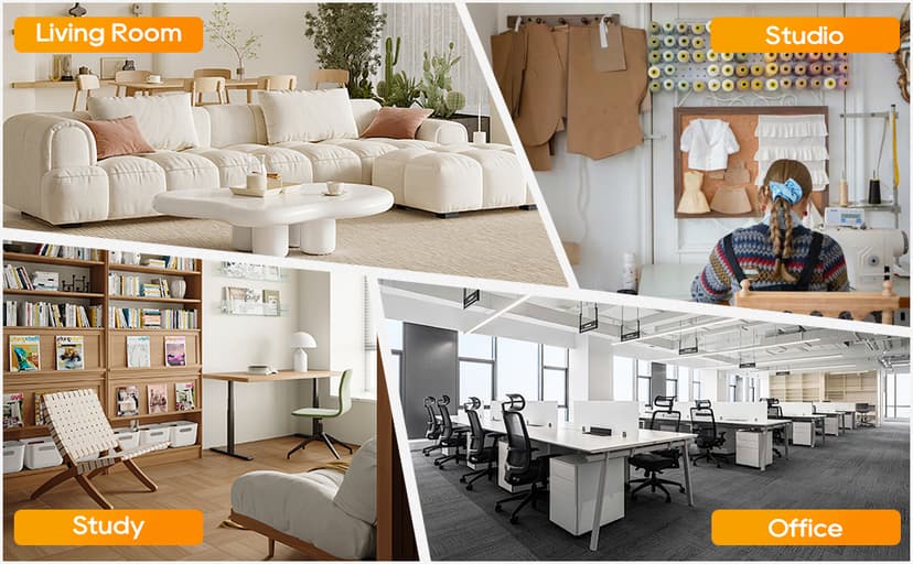 BestOffice | Ergonomic Office Chair | Mid-Back Swivel Desk Chair | Breathable Backrest & Lumbar Support | Adjustable Height | Sponge Seat | Rolling Wheels | Dark Black | for Adults & Women