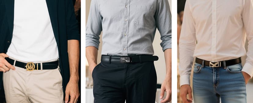 Dubulle Designer Ratchet Belt for Men Leather Fashion Adjustable Automatic Buckle Sliding Removable Dress Casual