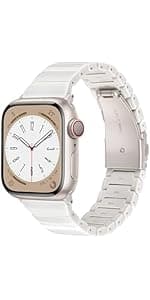 V-MORO Resin Band Compatible with Apple Watch Series 7/8/9/10/11 41/40/38/42mm, Women Fashion Strap for iWatch Series 6/5/4/3/2/1/SE, Lightweight Bracelet Wristband Replacement, Ivory White-Rose Gold