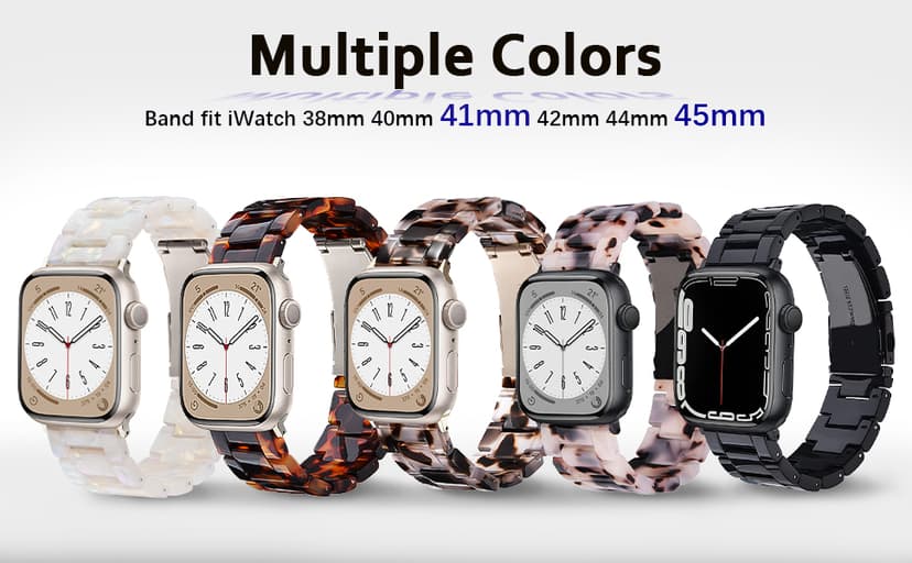 V-MORO Resin Band Compatible with Apple Watch Series 7/8/9/10/11 41/40/38/42mm, Women Fashion Strap for iWatch Series 6/5/4/3/2/1/SE, Lightweight Bracelet Wristband Replacement, Ivory White-Rose Gold