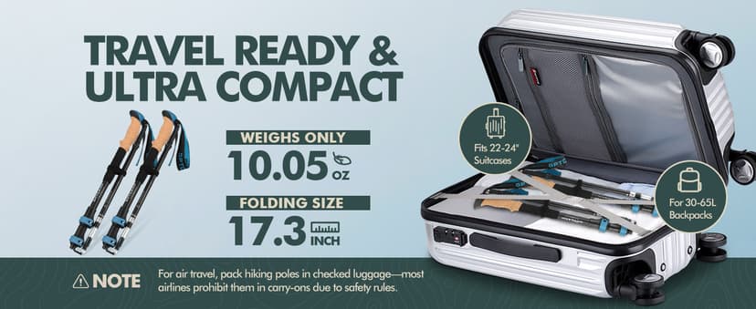 GPTCAMP Walking Sticks,Trekking Poles Collapsible Hiking Poles,Lightweight Folding Travel Walking Pole for Men Women,2pc Adjustable Hiking Stick with EVA Foam Grips for Backpacking