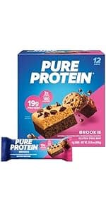Pure Protein Chocolate Peanut Caramel Protein Bars – 20g Protein, 3g Sugar, 190 Calories (12 count) Low Sugar* High Protein Snack - Gluten Free - Perfect for a Healthy Snack