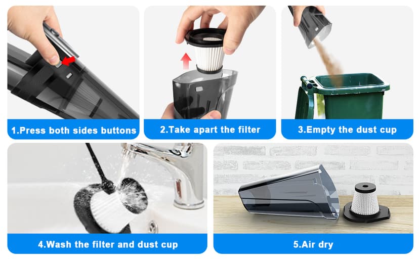 DRECELL Car Vacuum, Portable Vacuum Cleaner with Powerful 7000PA Suction, DC 12V Power 16.4Ft Cord Vacuum Cleaner, LED Light, 0.33L Capacity, Car Accessories for Men/Women