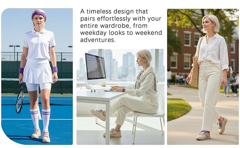 OKVOOT Women's Classic Fashion Sneakers Versatile Casual Walking Shoes Leather Comfort Skate Shoes Lightweight Non-Slip Flat Shoe Lace-up Minimalist Tennis Footwear