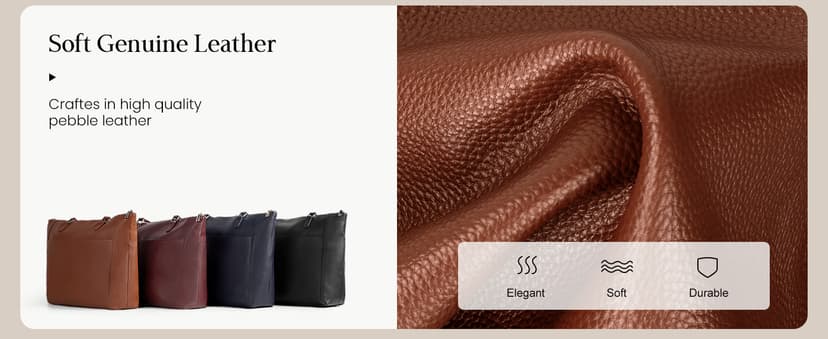 befen Genuine Leather Tote Bag for Women, Large Tote Bag for Women for Work Purses Satchel Handbags with Top Handles