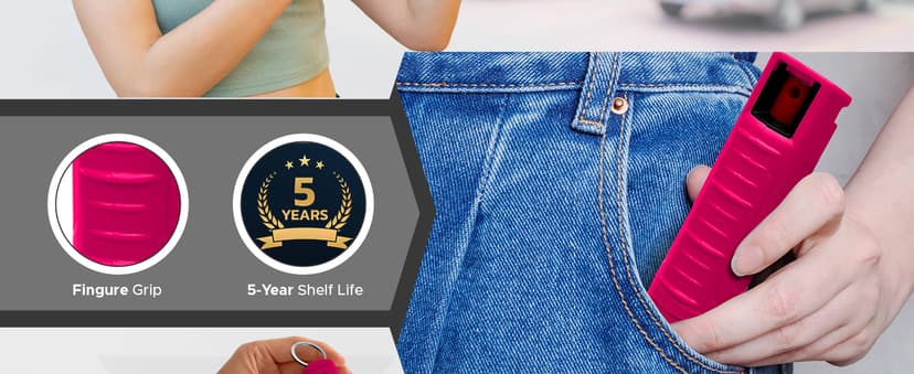 FURY Hardshell Pepper Spray - 12Ft Range, Max Strength, UV Dye Identifier, Anti-Leak & Anti-Misfire, Slidetop Trigger, Belt Clip & Key Ring, Multiple Color Options, Self-Defense Spray