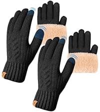 ARFNKIM Thermal Winter Gloves-Fleece Lining Touch Screen Knit Stretchy Warm Gloves for Running Cycling Riding- Men Women