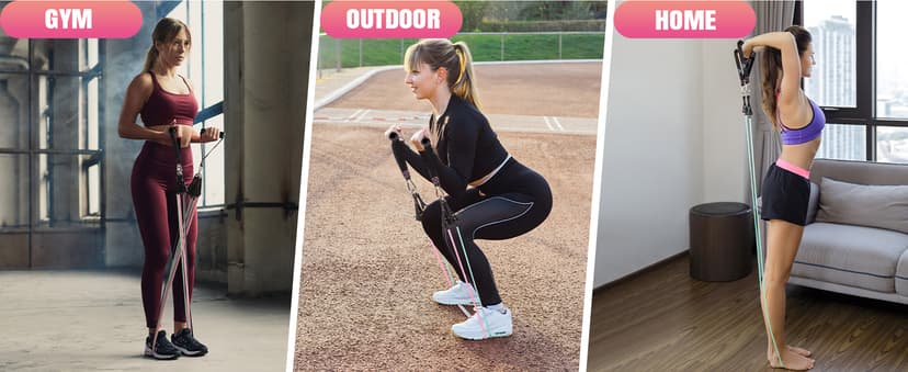 Resistance Bands with Handles for Women, 5 Level Exercise Bands Workout Bands for Physical Therapy, Yoga, Pilates, Door Anchor, Storage Pouch