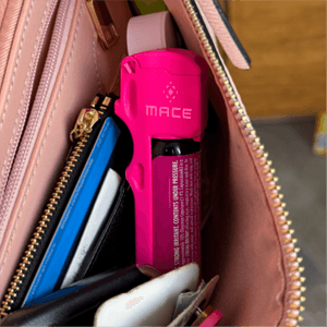 Mace Pepper Spray - Max Police Strength OC with UV Dye, Fast Flip Top, Ergonomic Finger Grip, 12 Feet Range, 0.63 oz Personal Model, Self Defense Pepper Spray for Women & Men