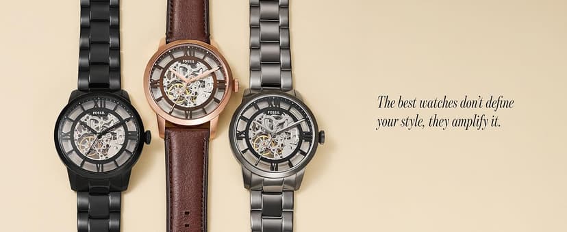 Fossil Men's Townsman Automatic Stainless Steel and Leather Two-Hand Skeleton Watch