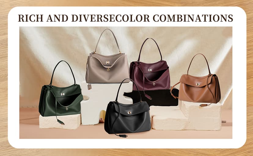 hedexe Genuine Leather Tote Bag for Women: Soft Cowhide Shoulder Handbags for Ladies - Satchel Purse for Travel Work(Large)