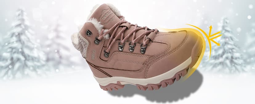 TARELO SINCE 1986 TARELO Womens Hiking Boots Fur Lined Snow Shoes Winter Warm Ankle Booties Lady Non Slip Walking Fashion Boot