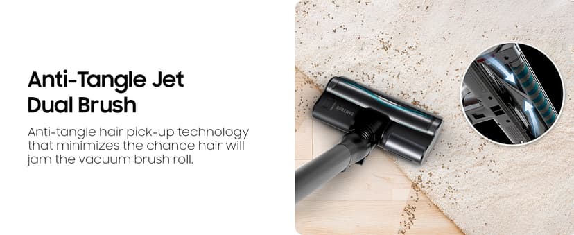 Samsung Bespoke AI Jet Lite Cordless Stick Vacuum with All-in-One Clean Station, 280AW Suction, Long Battery Life, Anti-Tangel Pet Tool, 2025, Pebble Gray, VS80F28DMP/AA