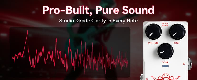 RVONE High Gain Distortion Pedal for Electric Guitar, Aluminum Guitar Pedal, Analog Guitar Effects Pedal for Compact Stage & Studio Pedal, True Bypass