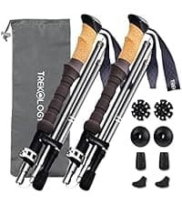 TREKOLOGY Trek-Z Cork Grip Trekking Poles – Lightweight Folding Hiking Poles, Adjustable Height, Compact Travel Design, Aircraft-Grade Aluminum Walking Sticks for Men & Women