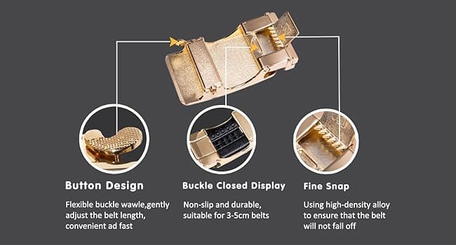 Dubulle Designer Mens Belts, Sliding Automatic Buckle Ratchet Dress Belt TOP Genuine Leather Strap Gifts