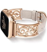 Wearlizer Leather Band Compatible with Apple Watch Bands Women 42/46/38/40/41/44/45/49mm, Dressy Fancy Designer Pretty Heart Charms Studded Strap for iWatch Series 11 10 9 8 7 6 5 4 SE/Ultra 3 2 1