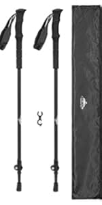 Cascade Mountain Tech Lightweight Aircraft-Grade Aluminum Trekking Poles with Extended Down Grip Plus Tip Kit
