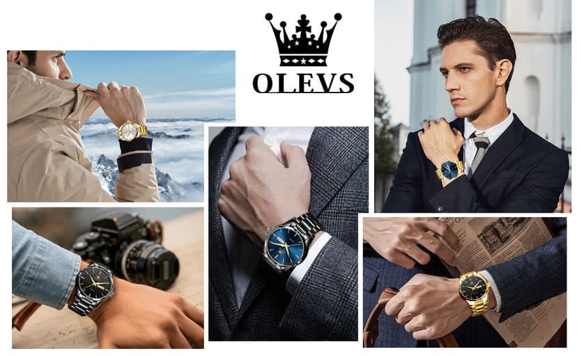 OLEVS Mens Gold Watches Waterproof Stainless Steel Lightweight Watch with Date Classic Luxury Dress Watch for Men Gold White Blue Green Dial