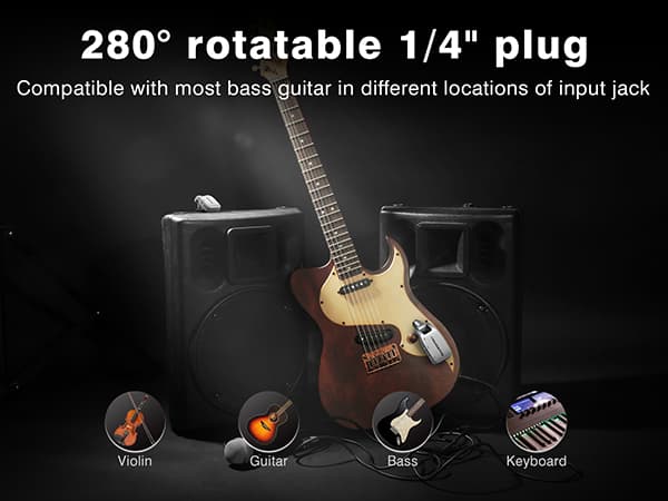Wireless Guitar System 2.4 GHz with 6 Channels Rechargeable Lithium Battery Transmitter Receiver for Electric Guitar Bass Keyboard Piano