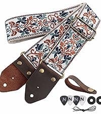 Nefelibata Guitar Strap,Double Full-Grain Leather Ends,Vintage Velvet Strap/FREE BONUS-4 Picks+Strap Locks+Strap Button,Gift For Bass,Electric&Acoustic Guitars(Vintage Coffee Brown)