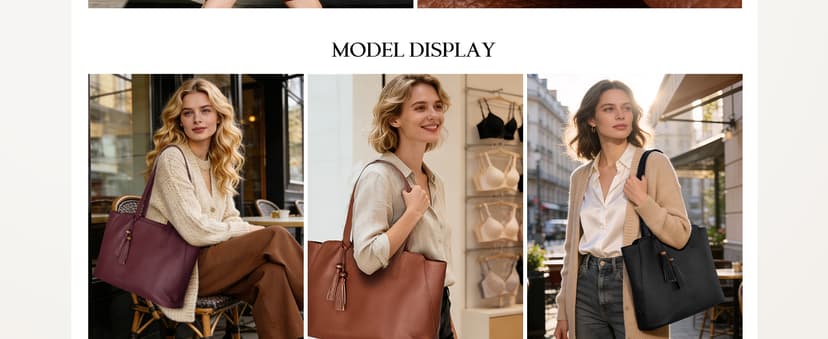 befen Genuine Leather Tote Bag for Women Work, Women's Tote Handbags Shoulder Satchel Purse with Compartments and Tassel