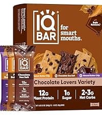 IQBAR Brain and Body Plant Protein Bars - 7 Bar Sampler Variety Pack - Keto, Vegan, Low Carb, High Fiber, Gluten Free, Dairy Free, Low Sugar Snack with Nutrients for Focus, Energy and Meal Replacement