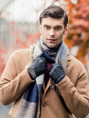 EGSSHOP Winter Warm Genuine Leather Gloves, Cashmere Lined Driving Motorcycle Gloves for Men