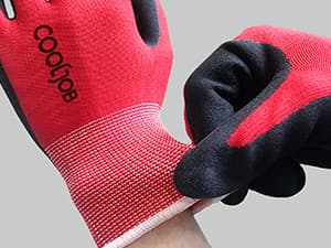 COOLJOB Gardening Gloves for Men, 2 Pairs Breathable Rubber Coated for Garden Weeding Landscaping, Outside Work for Lawn Yard, Men's Large Size, Black & Red