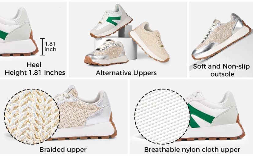 LUCKY STEP Women's Platform Fashion Sneakers Retro Classic Trainers Casual Lace-up Stylish Tennis Running Walking Shoes