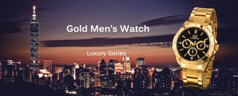 DREAMING Q&P Fq-005 Classic Style Gold Stainless Steel Mens Wrist Watches with Crystals for Man
