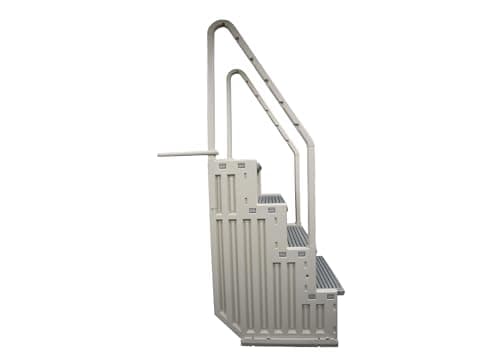 Confer Plastics Step-1X: Sturdy Above Ground Entry System with Dual Handrails and Slip-Resistant Steps, Easy Installation, Supports up to 400 lbs - Proudly Made in USA. Warm Grey with Grey Treads