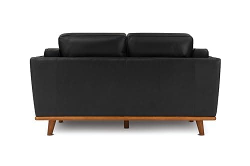Valencia Artisan Full Leather Loveseat Sofa 66”| Pure Full Italian Nappa Leather Couch, Solid Wood Accent, Ultimate Comfort, Black