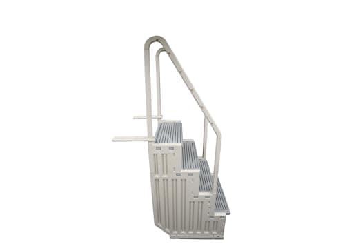 Confer Plastics Step-1X: Sturdy Above Ground Entry System with Dual Handrails and Slip-Resistant Steps, Easy Installation, Supports up to 400 lbs - Proudly Made in USA. Warm Grey with Grey Treads