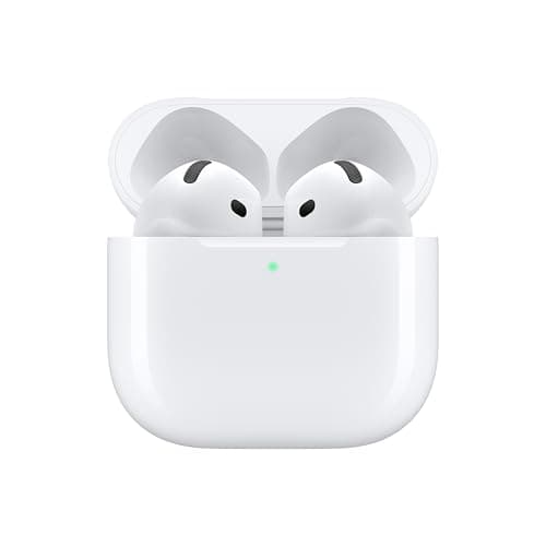 Apple AirPods 4 Wireless Earbuds, Bluetooth Headphones, Personalized Spatial Audio, Sweat and Water Resistant, USB-C Charging Case, H2 Chip, Up to 30 Hours of Battery Life, Effortless Setup for iPhone