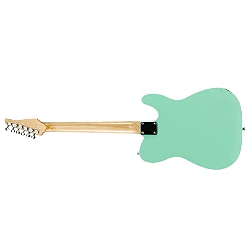 LyxPro 39” Electric Guitar Left Hand TL Series, Full-Size Paulownia Wood Body, 3-Ply Pickguard, C-Shape Neck, Ashtray Bridge, Quality Gear Tuners, 3-Way Switch & Volume/Tone Controls, 2 Picks, Green