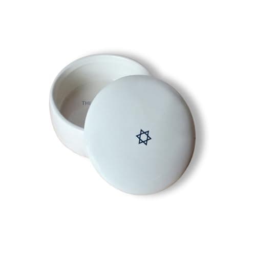 Bar Mitzvah or Bat Mitzvah Gift - Round Keepsake Box with Navy Blue Text B0G1NFCRJ5