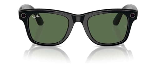 Ray-Ban Meta (Gen 1), Wayfarer, Shiny Black | Smart AI Glasses for Men, Women — 12 MP Ultra-Wide Camera, Open-Ear Speakers for Audio, Video Recording and Bluetooth — Green Lenses — Wearable Technology